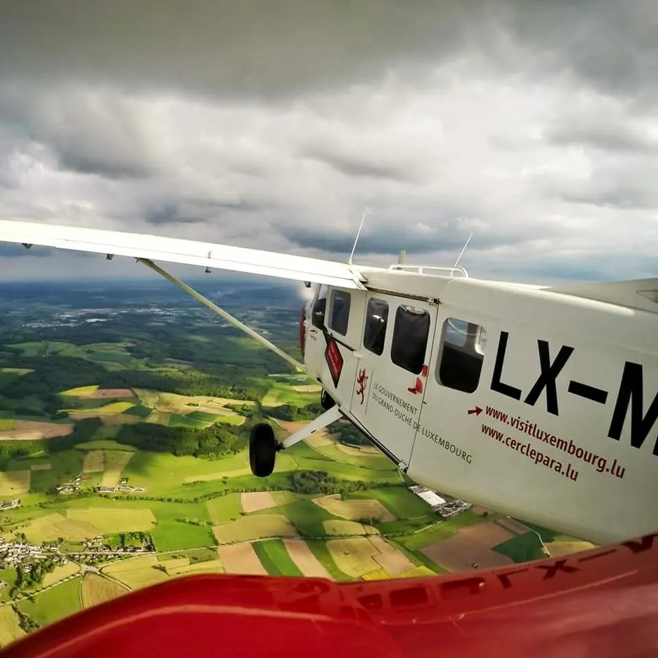 Chad Feierstein skydiving over Luxembourg from 4000 meters altitude